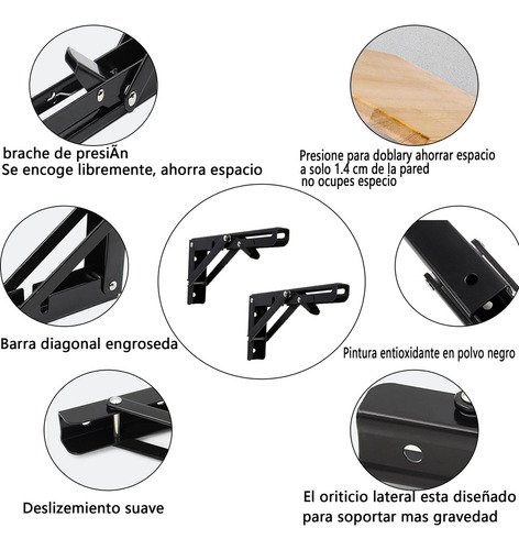 H8 In Estant Soportes, 4 Piezas Mensuales Para Repisa Plegab