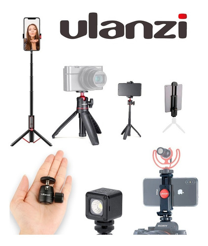 Imagen 4 de 9 de Zapata Doble Ulanzi Pt-2 Metal 1/4 Flash Luz Micrófonos #1