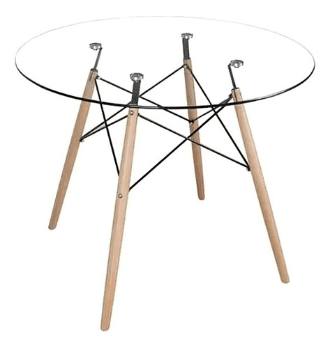 Mesa De Comedor Eames De Vidrio Templado 100cm