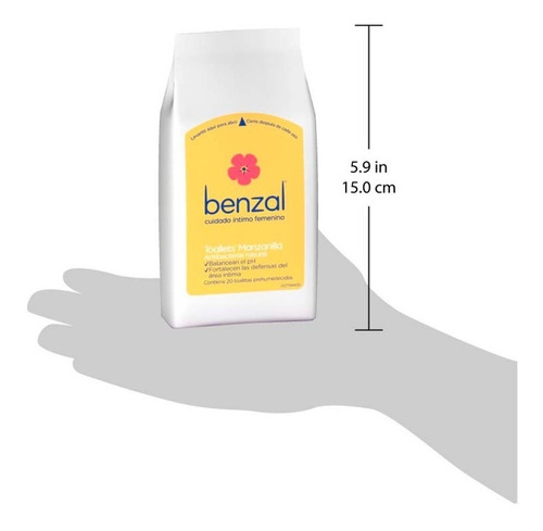 Imagen 3 de 3 de Benzal Toallet Manzanilla C/20 Pouch Pack