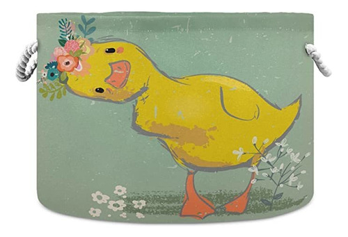 Visesunny Little Duck With Wreath Laundry Baskets Fabric St.