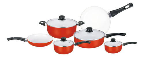 Sets De Cocina Cerámicos 10pz Tapas Vidrio Templado Sartenes