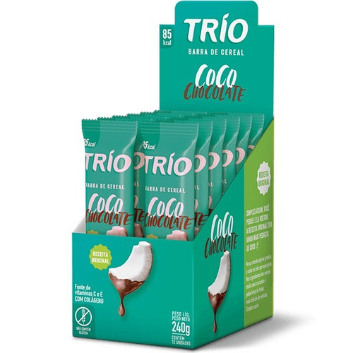 Barrinha Cereais Trio - Coco E Chocolate - Display 12und