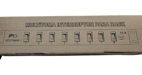 Imagen 3 de 5 de Multitoma Voltimax Para Rack 8 Tomas 8 Fusibles 15a 1800w