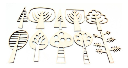 Imagen 1 de 6 de Arboles Kit X 10 - Aplique - Mdf / Fibrofacil