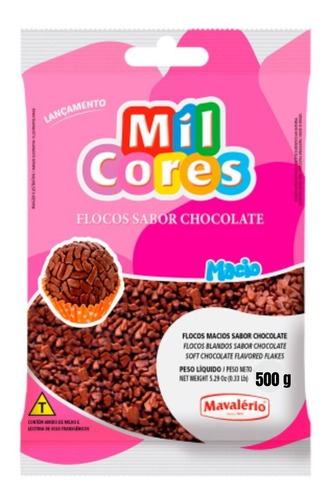 Granulado Confeito Flocos Macio Sabor Chocolate 500g Top