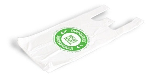 Bolsa Camiseta Compostable Biodegradable 54x50 Blanco 1000un