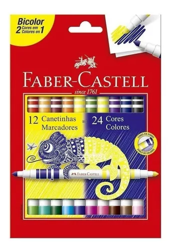 Canetinha Faber Castell Bicolor 24 Cores 12 Canetinhas