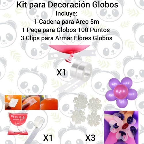 Kit Para Decoracion Globos / Cinta / Pega Por Puntos / Clips