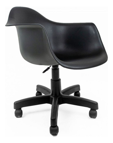  Cadeira Office Eames Arm Com Braço Base Giratoria - Preto