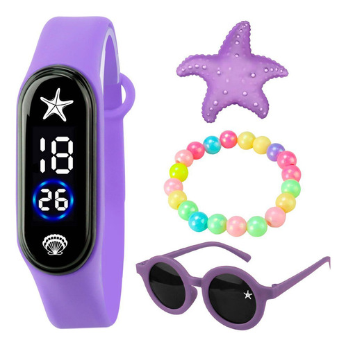 Relógio Digital Infantil Prova Dagua + Oculos Sol + Pulseira