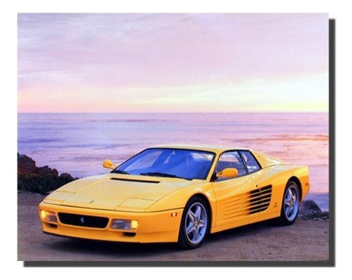 Poster Amarillo Ferrari Testarossa Transporte Coche Viejo De