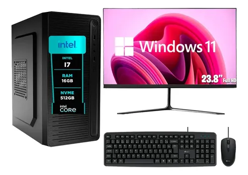 Computador Efacini I7 — 16GB, 512GB, monitor 23.8