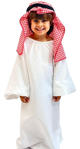 Roupa De  Sheik Àrabe Catar Com Hijab Infantil 