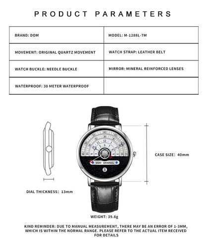 Reloj De Cuarzo Dom 1288 Para Hombre, Creativo, Vanguardista
