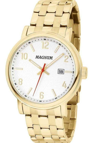 Relógio Magnum Masculino Ref: Ma34610h Casual Dourado Cor do fundo Branco