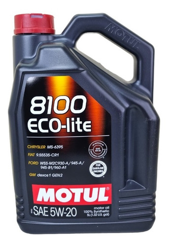 Garrafa Aceite De Motor Motul 5w20 8100 100% Sintetico 5 Lt