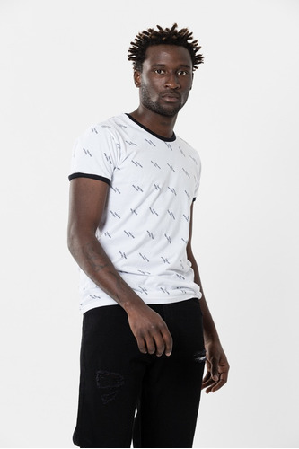 Remera De Hombre Estampada - Broca Negro / Blanco  Tascani