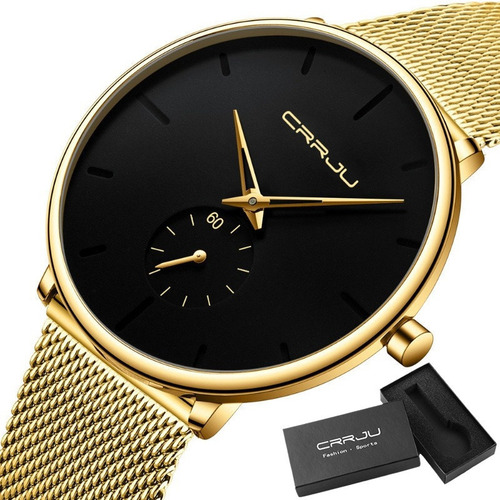 Reloj De Cuarzo Casual Analógico Crrju Mesh Belt Para Hombre