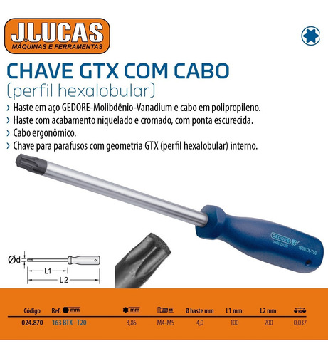Imagem 3 de 3 de Chave Torx T20 Com Cabo 163btx-t20 Gedore
