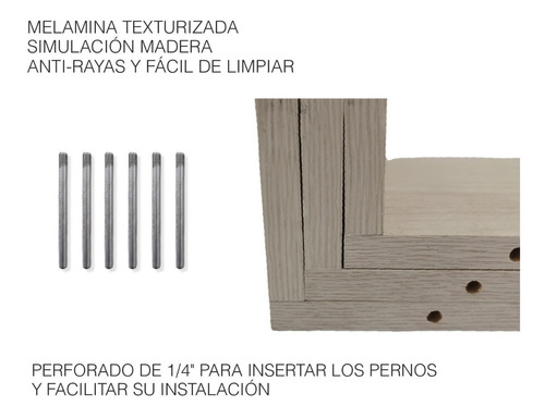 Imagen 3 de 9 de Set De 3 Repisas Flotantes Estilo U 30 X 15 Cm Color Toscana