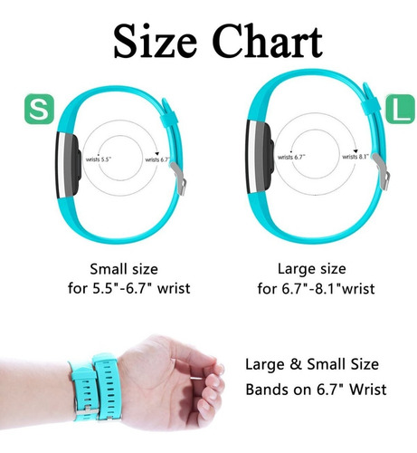 Imagen 5 de 9 de 3 Mallas Para Reloj Fitbit Charge 2 Talle Small