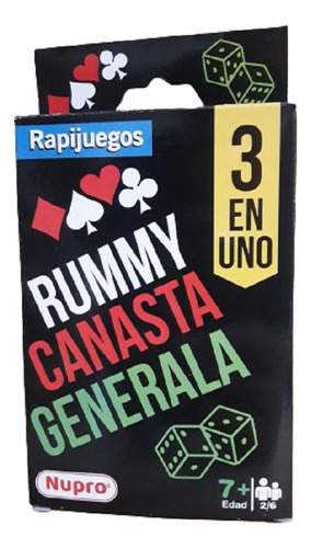 Juego De Mesa Rummy Generala Canasta  Nupro Games 3 En 1