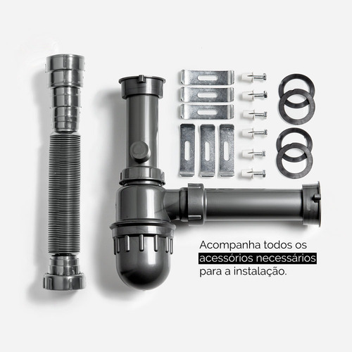 Cuba De Cozinha Inox Retangular 59x37 Cm Miura Grafite Fosca