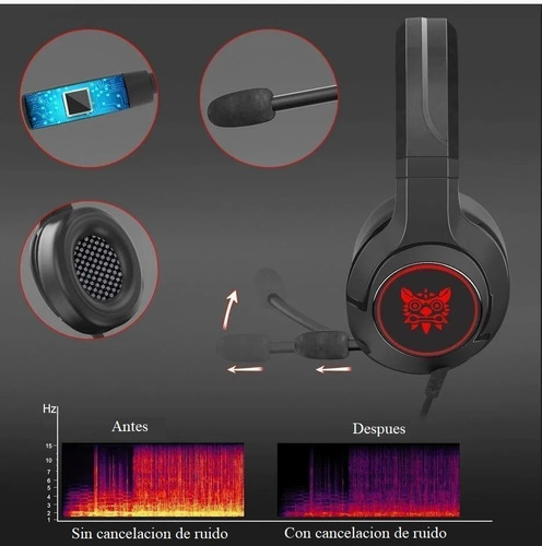 Audífonos Manos Libres Onikuma K9 Gamer Negro Con Luz Led Negro