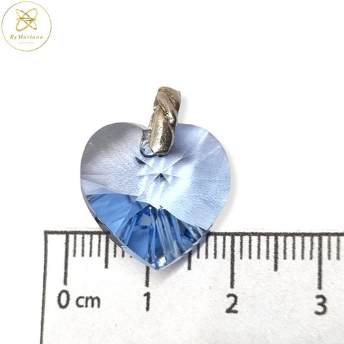 Imagen 3 de 4 de Dije Plata Cristal Swa Corazon Cristal Celeste 18mm