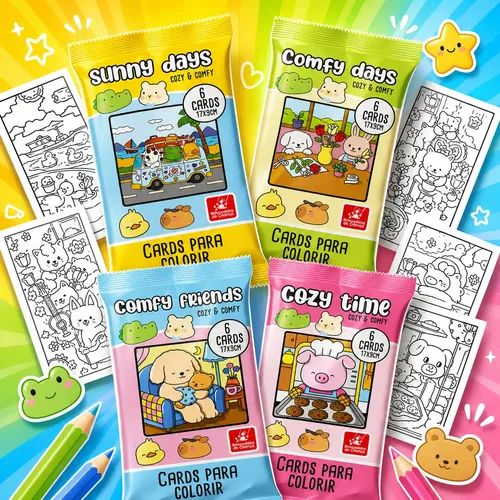 Cards Para Colorir Cozy & Comfy Bobbie Goods 4 Cards 17x9cm