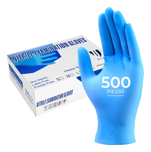 Guantes De Nitrilo Libre De Latex Sin Polvo Azul Negro 500pz