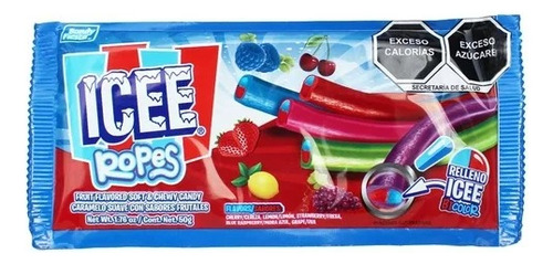 6 Pzas Caramelo Suave Icee Ropes Sabores Frutales 50 G