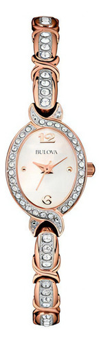 Reloj Bulova Mujer  Cristales 98l200 Color De La Malla Plateado/rose Color Del Bisel Plateado Color Del Fondo Blanco