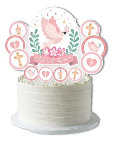 comprar Cake Topper Mi Bautismo + 10 Toppers Deco Mesa Dulce