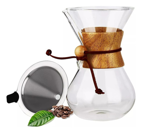 Cafetera De Vidrio Con Filtro De Acero Inoxidable 400ml