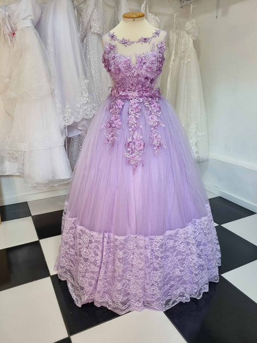 Vestido Debutante 15 Anos Lilás Lavanda Dois Em Um