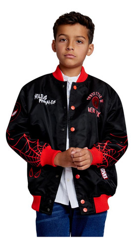Chamarra Abierta Casual Spiderman Whel Negro/rojo Niño