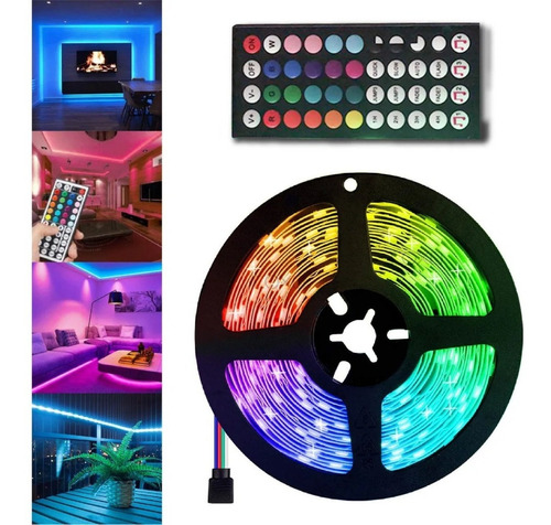 Fita Led Rgb 3 Metros Controle Rítmico Som Automotivo Usb Tensão de operação 4,8W 12V