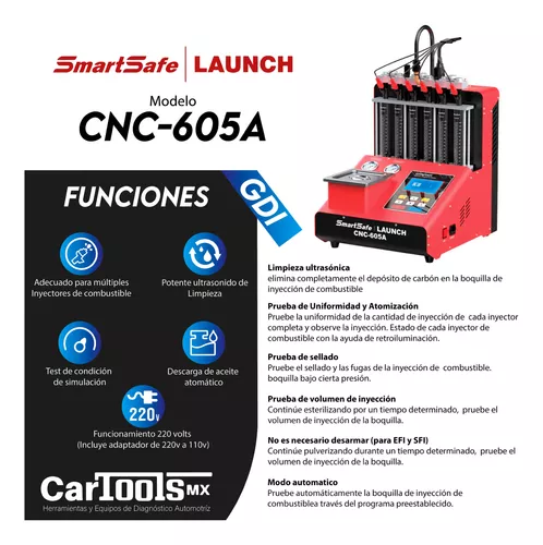 Limpia Inyectores GDI Launch CNC605A ultrasonido 6 cilindros