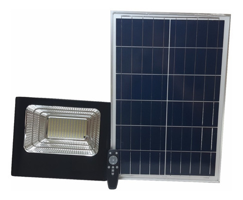 Imagen 2 de 10 de Reflector Solar Led 100w Recargable Exterior Luz Blanca Color De La Carcasa Negra Color De La Luz Blanco Neutro