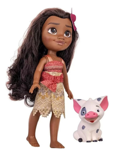 Boneca Princesa Moana E Porquinho Pua Disney 36cm - Cotiplás