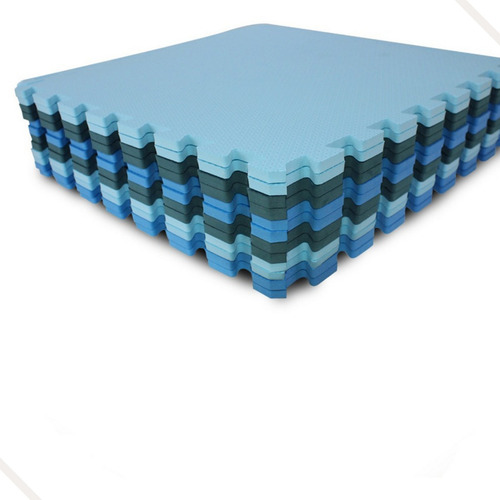 Kit 06 Und Tapete Eva Tatame Azul Infantil 50x50 10mm Treino