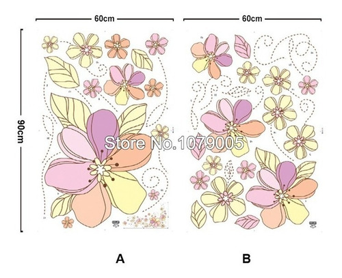 Vinilos Adhesivos Decorativos Flores Coloridas Jm7183ab