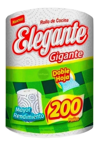 Rollo De Cocina Elegante Gigante 200 Paños Doble Hoja