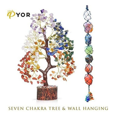 Árbol De Cristal - 7 Piedras De Chakra - Colgador De Pared