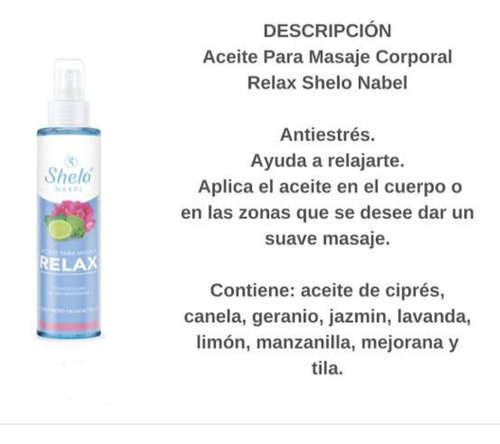 Aceite Para Masaje Relax Con Esencia De Aromaterapia Natural