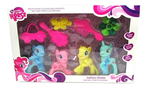 Set 4 My Happy Horse Ponys / Unicornios + 5 Accesorios