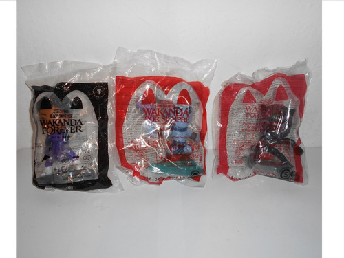 Lote 3 Figuras Wakanda Forever De Mcdonalds