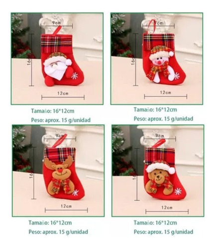4 Calcetín Navidad Adorno Colgante Árbol Navidad Decorativo